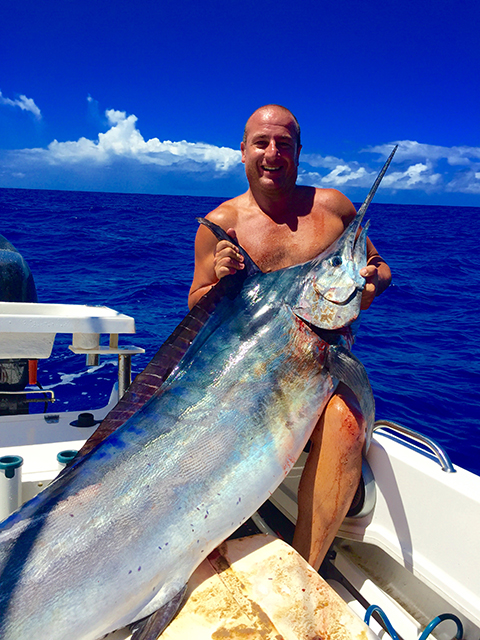 ANGLER: John Kiapsis SPECIES: Black Marlin WEIGHT: Est.80 kgs LURE: JB Lures, Green Evil 10" Dingo